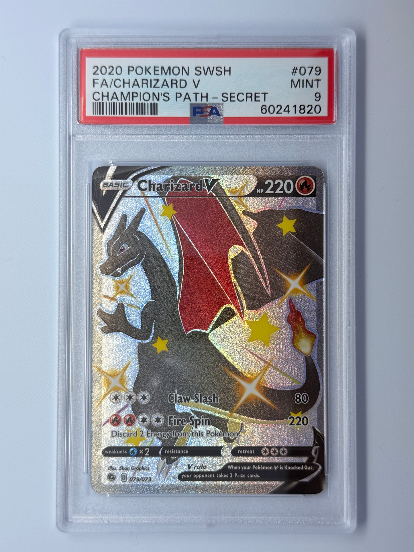 PSA 9 Charizard V Full Art Secret Rare 079/073 - Champion's Path